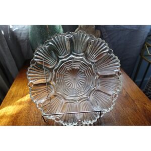 Vintage‎ scalloped fancy clear glass deviled eggs tray